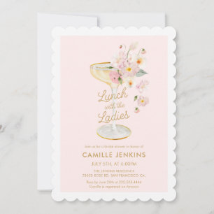 Invitación Almuerzo con las Damas Brunch Nupcial Rosa