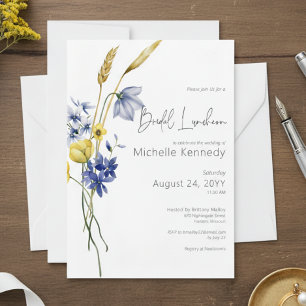 Invitación Almuerzo de boda de flores silvestres azules y ama