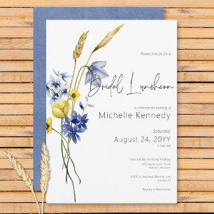 Invitación Almuerzo de boda de flores silvestres azules y ama