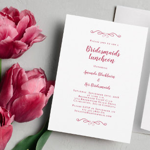 Invitación Almuerzo de Boda Elegante Damas de Honor Rojo Mage