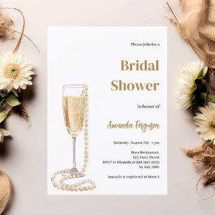 Invitación Almuerzo de burbujas prosecco perlas Bridal Shower