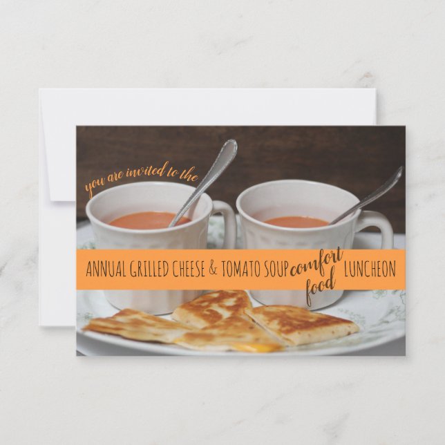 Invitación Almuerzo de Comida de Queso y Tomate a la Parrilla (Anverso)