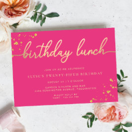 Invitación Almuerzo de cumpleaños de oro rosado caliente