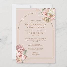 Invitación Almuerzo de Damas de Honor Boho Soft Pink Pampas G