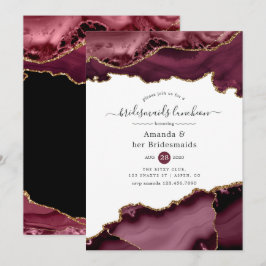 Invitación Almuerzo de Damas de Honor Burgundy y Ágata Dorada