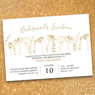 Invitación Almuerzo de Damas de Honor con Boceto de Flor Silv
