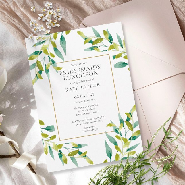 Invitación Almuerzo de Damas de Honor con Follaje Verde (Subido por el creador)
