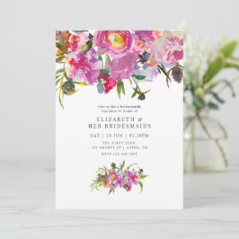 Invitación Almuerzo de Damas de Honor con Peonías Rosadas Vin