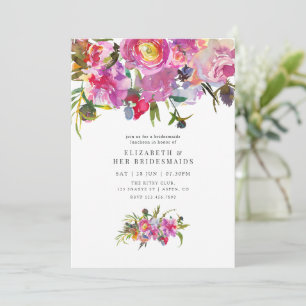 Invitación Almuerzo de Damas de Honor con Peonías Rosadas Vin