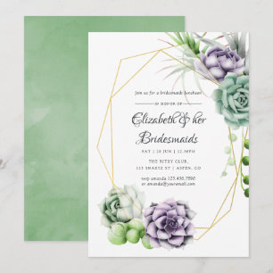 Invitación Almuerzo de Damas de Honor con Suculentas Geométri