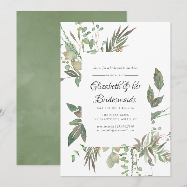 Invitación Almuerzo de Damas de Honor de Boda Geométrica con  (Anverso / Reverso)