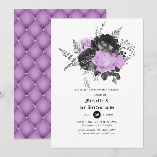 Invitación Almuerzo de Damas de Honor de Boda Gótica (Anverso / Reverso)