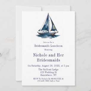 Invitación Almuerzo de Damas de Honor de Velero Azul y Dorado
