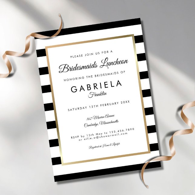 Invitación Almuerzo de Damas de Honor Elegante con Raya Negra (Subido por el creador)