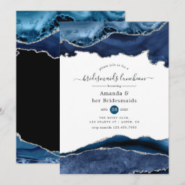 Invitación Almuerzo de Damas de Honor en Azul Marino y Ágata