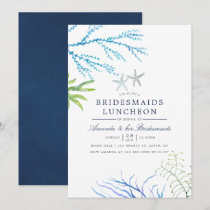 Invitación Almuerzo de Damas de Honor en la Playa con Acuarel