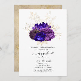 Invitación Almuerzo de Damas de Honor en Púrpura, Azul Real y