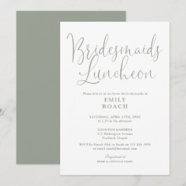 Invitación Almuerzo de Damas de Honor en Verde Salvia con Let