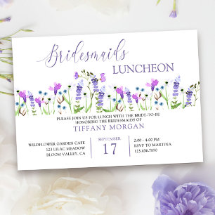 Invitación Almuerzo de Damas de Honor Flor Silvestre Morada B