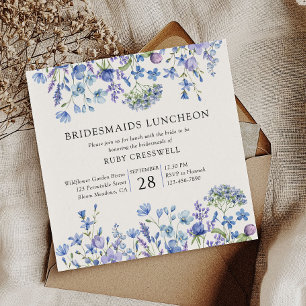 Invitación Almuerzo de Damas de Honor Flor Silvestre Periwink