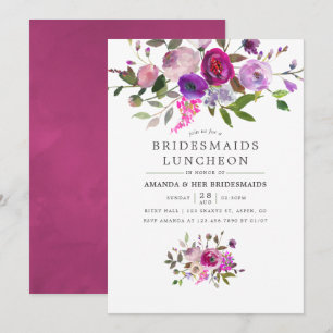 Invitación Almuerzo de Damas de Honor Floral Acuarela de Moda