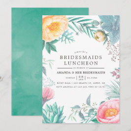Invitación Almuerzo de Damas de Honor Floral de Menta Tropica