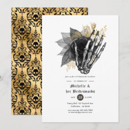 Invitación Almuerzo de Damas de Honor Floral Gótico Negro y D