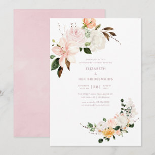 Invitación Almuerzo de Damas de Honor Floral Pastel