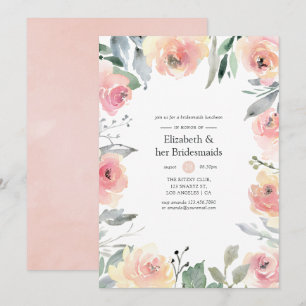 Invitación Almuerzo de Damas de Honor Floral Rosa Pastel