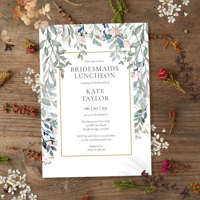 Invitación Almuerzo de Damas de Honor Flores Silvestres (Floral Wildflowers Bridesmaids Luncheon Invitation)