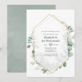 Invitación Almuerzo de Damas de Honor Geométrico de Eucalipto