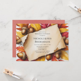 Invitación Almuerzo de Damas de Honor Otoñal con Hojas y Bell