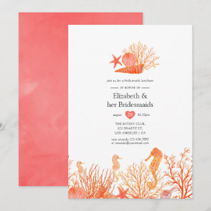 Invitación Almuerzo de Damas de Honor Playa Coral Acuarela