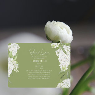 Invitación Almuerzo de ensayo de Hortensias Blancas Verde Mus