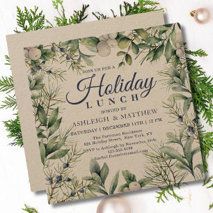 Invitación Almuerzo de feriado de Navidades florales de invie