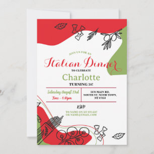 Invitación Almuerzo de fiesta de cumpleaños de cena italiana 