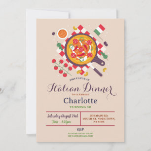 Invitación Almuerzo de fiesta de cumpleaños de cena italiana 
