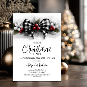 Invitación Almuerzo de Navidad con Lazo de Cuadro de Búfalo