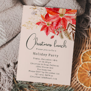 Invitación Almuerzo de Navidades florales de invierno de Boho