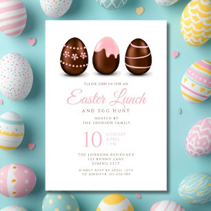 Invitación Almuerzo de Pascua Huevos Rosados Elegantes