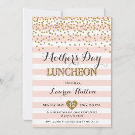 Invitación Almuerzo del Día de la Madre Elegante Rosa y Dorad