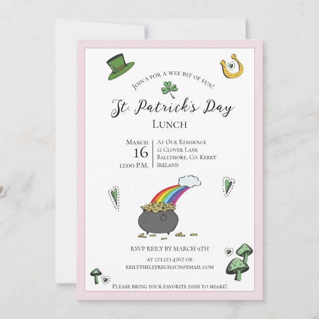 Invitación Almuerzo del Día del Pink y el Green St Patricks (Anverso)