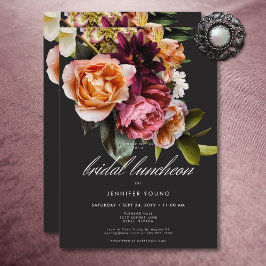 Invitación Almuerzo elegante Moody Burgundy & Pink Floral Bri