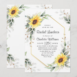 Invitación Almuerzo Floral de Girasoles Elegantes y Verdor pa