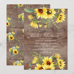 Invitación Almuerzo nupcial alegre y rústico de girasoles ama