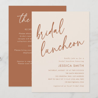 Invitación Almuerzo Nupcial Código QR Todo en Uno Beige