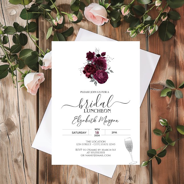 Invitación Almuerzo Nupcial de Rosas de Borgoña (Subido por el creador)