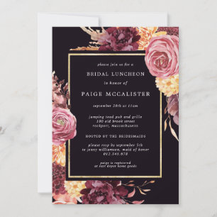 Invitación Almuerzo nupcial floral de otoño rosa morado