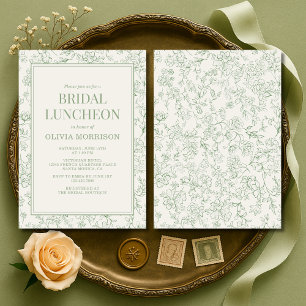 Invitación almuerzo nupcial floral francesa verde