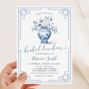 Invitación Almuerzo Nupcial Jarrón Ginger de Chinoiserie Blan